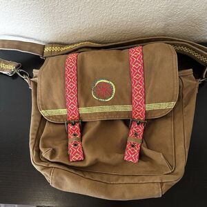 American Girl Brown Canvas Lea’s Messenger Backpack Cross Body Purse